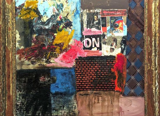 LAURA 03 63.5 x 66.5 cm, Oil and Collage on Wood, 2014