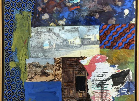 Suakin 01 45 x 45 cm, Oil, Collage and Printing Ink on Wood, 2014