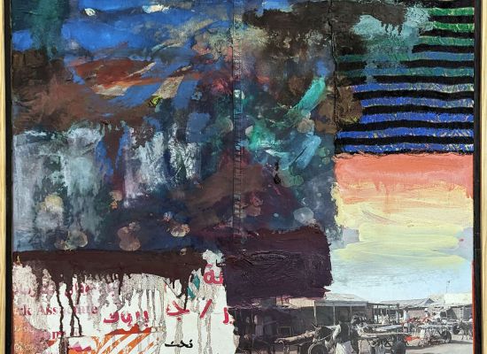 Suakin 02 45 x 45 cm, Oil, Collage and Printing Ink on Wood, 2014