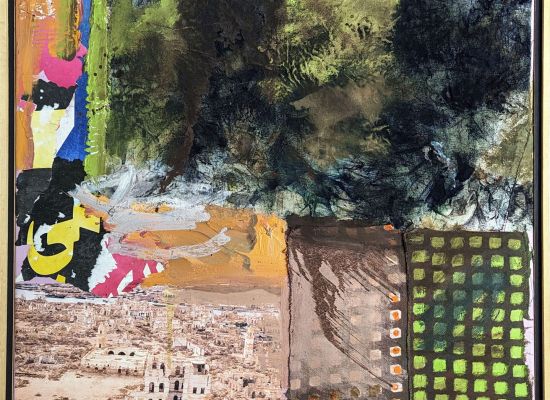 Suakin 08   45 x 45 cm, Oil, Collage and Printing Ink on Wood, 2014