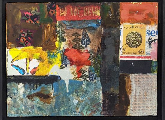 MINTED IN FEZ   23 x 30.5 cm, Oil and Collage on Canvas, 2014