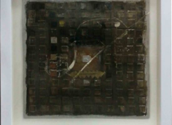 Hanaa Malallah, 1990, Mixed Media on cardbord, 53 x 53cm