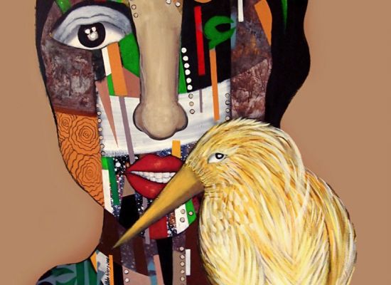 Hilda-Hiary,-A-bird,-Acrylic-on-canvas,-180x150cm,-2019