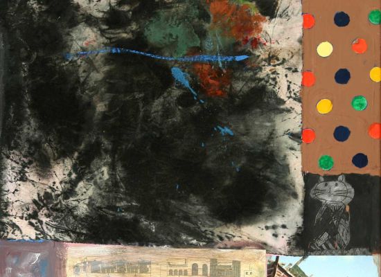 Suakin, Oil and collage on canvas,51 x 51cm, 2015