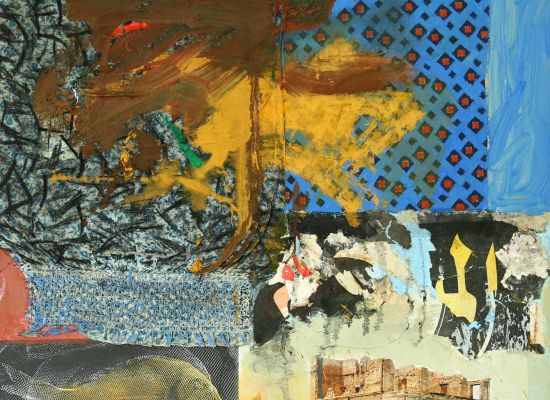 Suakin, Oil and collage on canvas,51 x 51cm, 2015