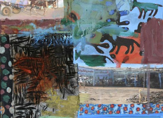 Suakin, Oil and collage on canvas,51 x 51cm, 2015