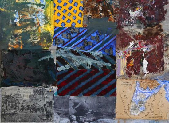 Suakin, Oil and collage on masonite, 120 x 120.5cm, 2015