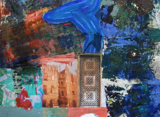 Suakin, Oil and collage on masonite, 120 x 120.5cm, 2015