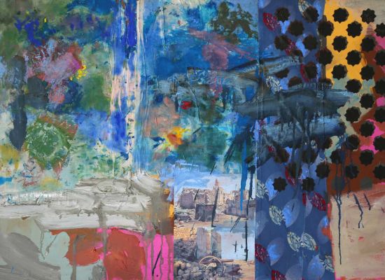 Suakin, Oil and collage on board  canvas, 61 x 91.5cm, 2015