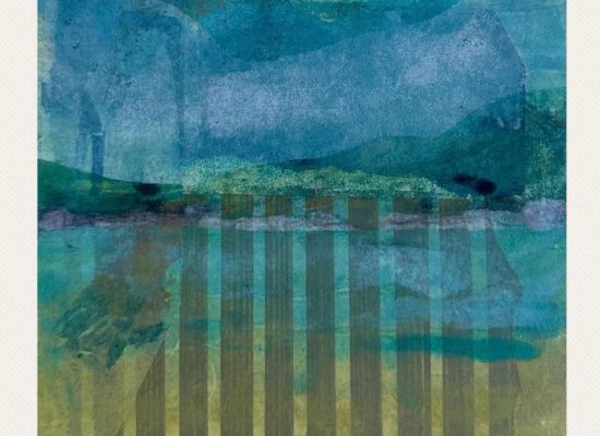MONA ALMOATAZ -Beyond blue 3, 15 x 15 cm, Mixed media, 2024