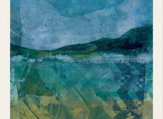 MONA ALMOATAZ -Beyond blue 5, 15 x 15 cm, Mixed media, 2024