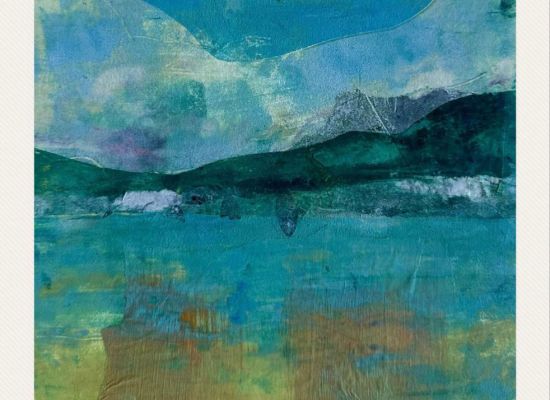 MONA ALMOATAZ -Beyond blue 6, 15 x 15 cm, Mixed media, 2024