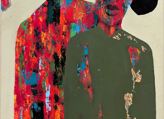 LOONA ALMOATAZ - Untitled- 100 x 40 cm Mixed media on canvas, 2024