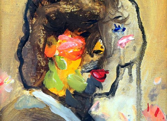 Mohammed Al mahdi - Rembrandt smiled, Acrylic on canvas, 24x19cm, 2017