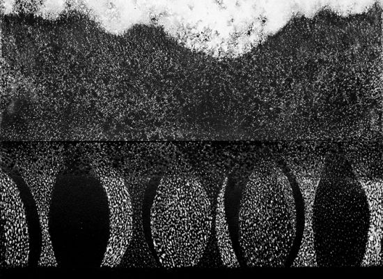 Resmi Al Kafaji, Sunrise  Indian Ink And Intervention On Paper  150 X 55 Cm  2015
