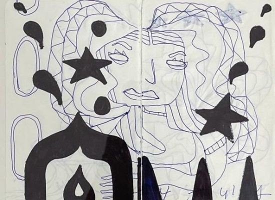 Salman Alnajem-Hades is good (sketch), 14cmx18cm, Ink on paper , 2024