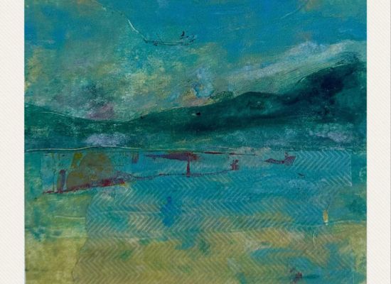MONA ALMOATAZ -Beyond blue 2, 15 x 15 cm,  Mixed media, 2024