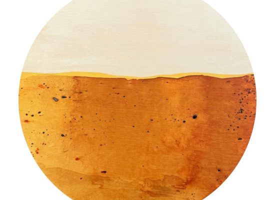 Noor Alsairafi - Dunes 4, Dia 40 cm, mixed media on wood, 2025