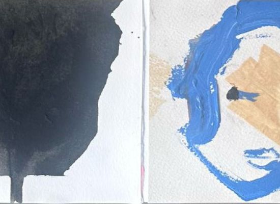 Hussein Almohasen  - From the first love collection, 83x15cm, mixed media on paper, 2025