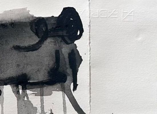 Hussein Almohasen  - From the first love collection, 83x15cm, mixed media on paper, 2025