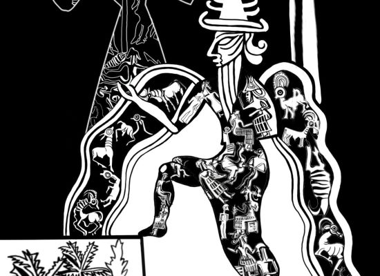 Zainab Swar-Enki mates with Ninhursag in Dilmun,12x18 cm, print, 2025