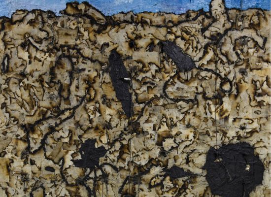  Day light, ,100x100cm, many layers of burnt canvas & oil color, 2008, artist collection