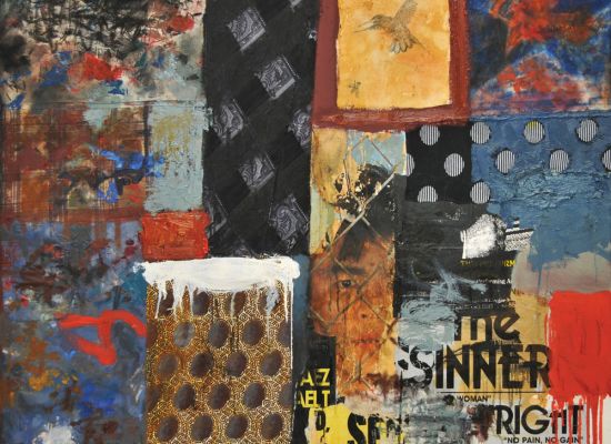 Bird man of Alcatraz | 102x127cm | Oil & Collage on Canvas